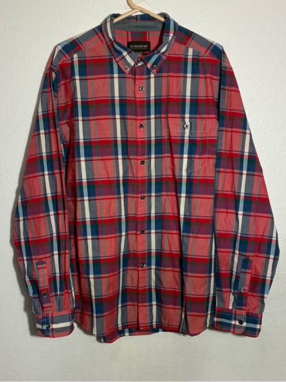 No Boundaries Red and Blue Plaid Button-Down Shirt